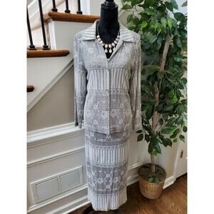 Vintage Veve Women's Gray 100% Acetate Jacket & Maxi Dress 2 Piece Suit Size 8